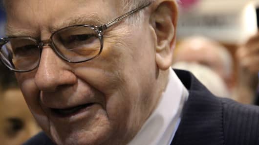 Warren Buffett at the Berkshire Hathaway Annual Shareholder's Meeting in Omaha, Nebraska.