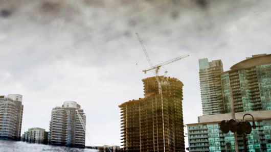 Condo's under construction in Toronto, Ontario as Canada's housing market begins to slow.