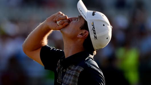 Justin Rose after his final put at the 113th U.S. Open.