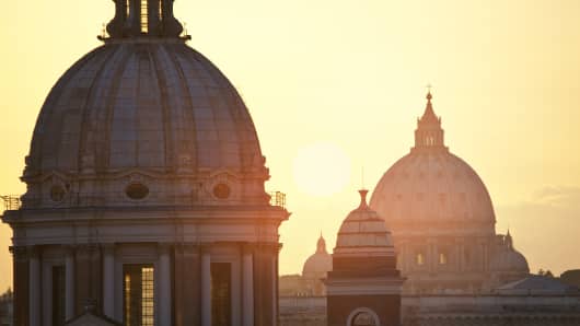 Domes of San Carlo al Corso Church and St. Peter's Basilica