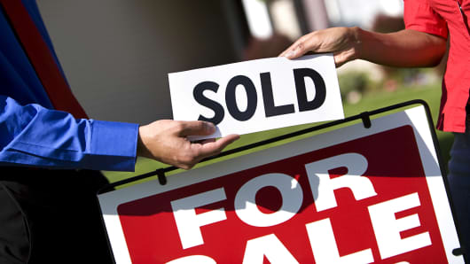 Premium: Existing home sales rea estate Sold signage For sale 