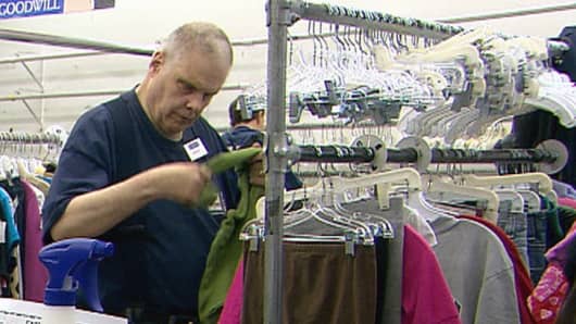 Harold Leigland works at the Goodwill Facility in Great Falls, Montana where he earns $5.46 and hour.