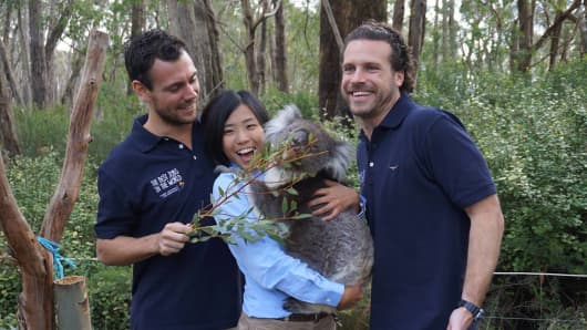 The 'Wildlife Caretaker' Best Jobs in the World finalists made a new friend at Cleland Wildlife Park this week.