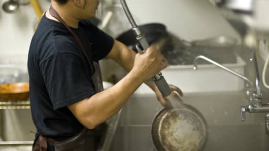Low wage earner dishwasher