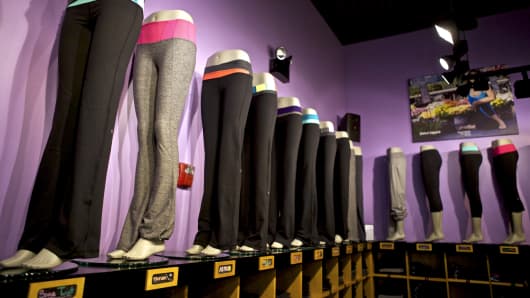 Yoga pants on sale at the Lululemon retail store in New York.