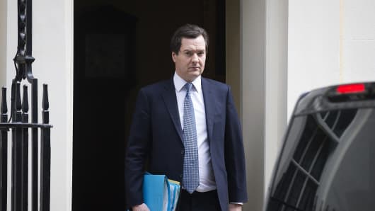 George Osborne, U.K. chancellor of the exchequer, leaves 11 Downing Street to testify at a Parliamentary Treasury Select Committee hearing