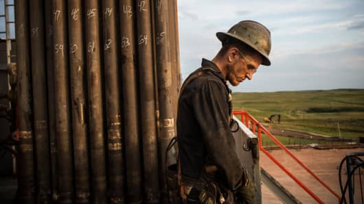 An oil drilling rig in North Dakota