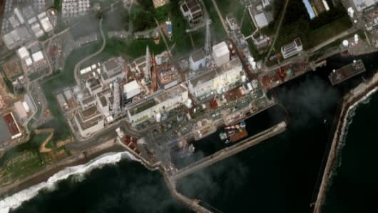 A satellite image of the Fukushima Nuclear Reactor following concerns over a build-up of radioactive ground water.