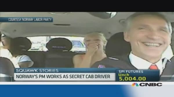 Norway's prime minister turns cabbie for a day