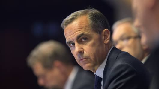 Mark Carney, governor of the Bank of England, at the bank's quarterly inflation report news conference