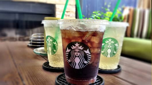 New carbonated drinks being served at a Starbucks location in Austin, TX.