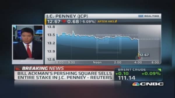 Reuters: Pershing Square to sell entire JCP stake