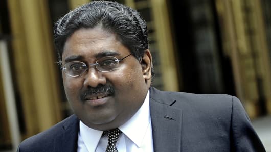 Raj Rajaratnam, the Galleon Group LLC co-founder accused of insider trading, exits federal court in New York, U.S., on Friday, April 29, 2011.