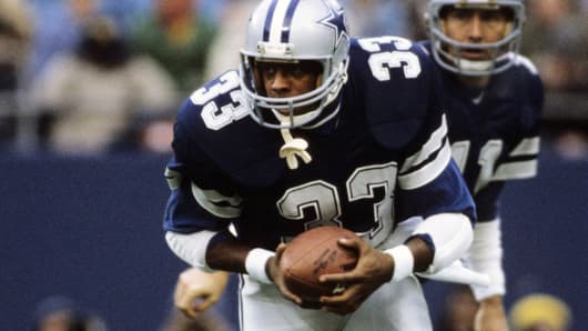 Tony Dorsett of the Dallas Cowboys in action Dec. 19, 1981