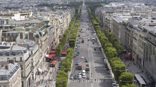 The Champs-Elysees in Paris, France