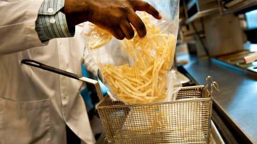 McDonald's french fries being prepared.