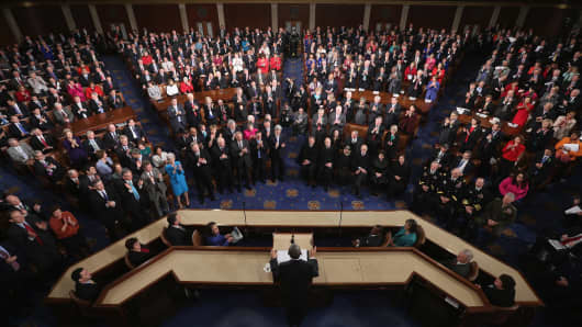 President Barack Obama delivers his State of the Union speech before a joint session of Congress on Feb. 12, 2013, in Washington.