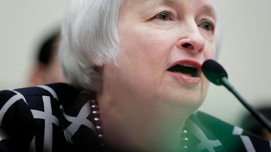 Janet Yellen, the new Federal Reserve Board chairwoman, appears before the House Financial Services Committee on February 11, 2014 in Washington.