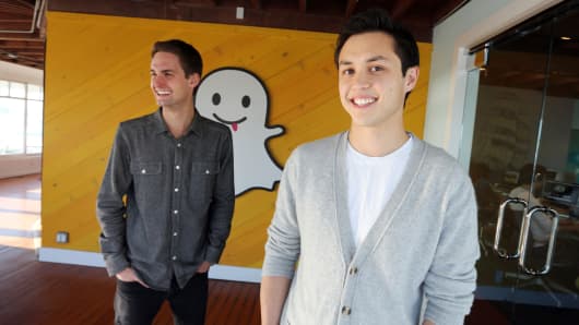 Evan Spiegel (left) and Bobby Murphy, co-founders of Snapchat