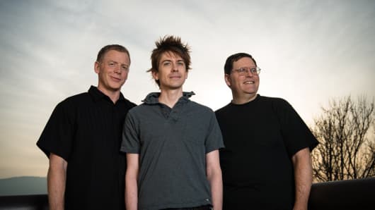 (left to right) Pure Storage CEO Scott Dietzen and co-founders John Hayes and John "Coz" Colgrove