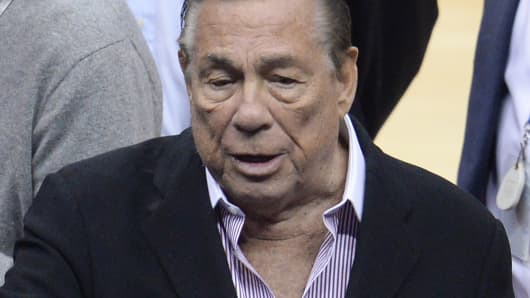 Los Angeles Clippers owner Donald Sterling attends the NBA playoff game between the Clippers and the Golden State Warriors, April 21, 2014 at Staples Center in Los Angeles.