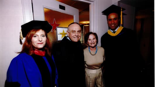 Cooperman received an honorary doctorate degree in humane letters from Hunter College. Jennifer Raab, president of Hunter College; Lee and Toby Cooperman; Maurice DuBois (June 3, 2010).