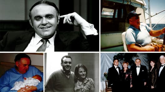 Clockwise from left: Cooperman on "Wall Street Week" in 1982; fishing on a rare day off in 1988; 25th wedding anniversary in 1989, with son Michael, Toby, Regina and Mario Gabelli; with fiance Toby in early 1960s; with one of three grandchildren in 2001