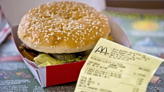 A Big Mac hamburger is shown at a McDonald's restaurant in Sao Paulo, Brazil.
