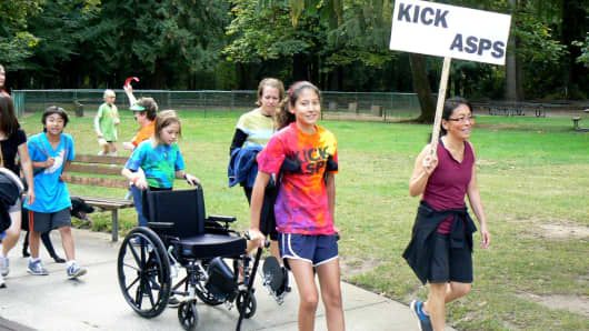 Nathalie participating in the Northwest Sarcoma Foundation's annual Dragonslayer Walk for Sarcoma in September 2012.