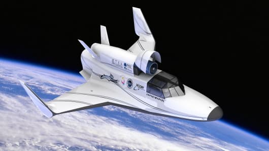 XCOR Aerospace's rendering of its Lynx Mark III, a reusable space vehicle that will take off from a conventional runway