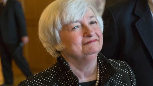 Janet Yellen enters the opening reception of the Jackson Hole Economic Policy Symposium in Jackson Hole, Wyoming August 21, 2014.