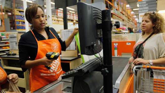 Home Depot cashier at a Miami store.
