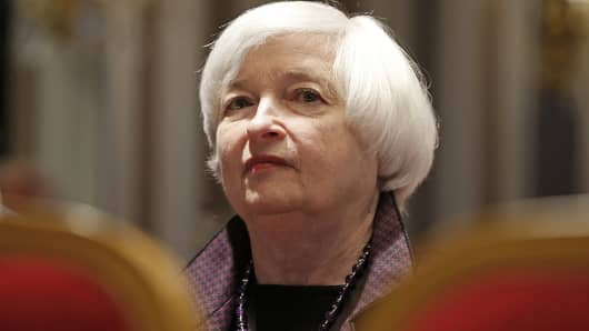 U.S. Federal Reserve Chair Janet Yellen attends a conference of central bankers hosted by the Bank of France in Paris, Nov. 7, 2014.