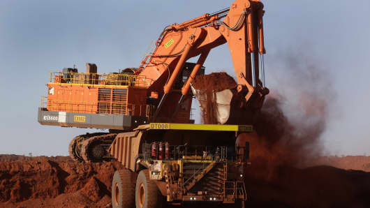 A carrier vehicle loaded with ore at a mine in the Pilbara region of Western Australia in 2015.