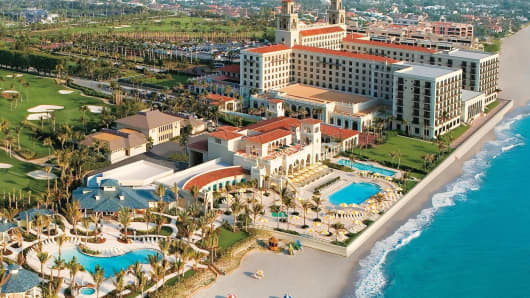The Breakers Palm Beach resort in Palm Beach, Fla., is shown in this aerial view.