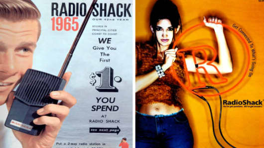 RadioShack catalogue covers from 1965 (L) and 2002 (R).