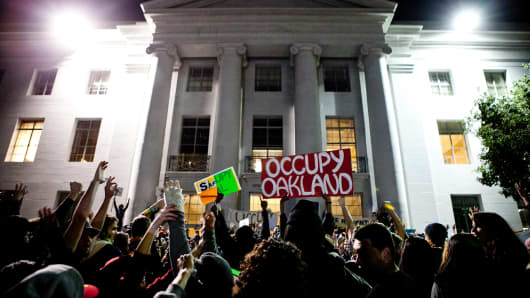 University of California, Berkeley attend an "open university" strike in Nov. 15, 2011 in Berkeley, Calif.