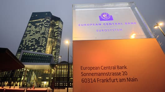 The new headquarters of the European Central Bank (ECB) is shown in Frankfurt am Main, Germany, Dec. 4, 2014.
