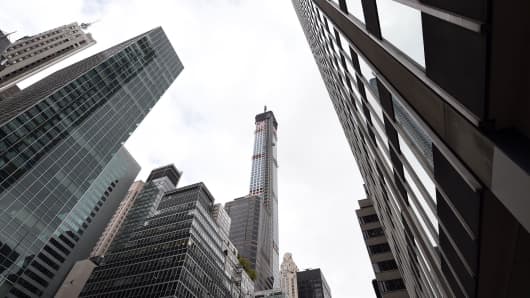Manhattan skyscrapers.