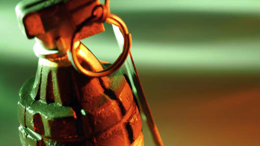 Closeup of hand grenade