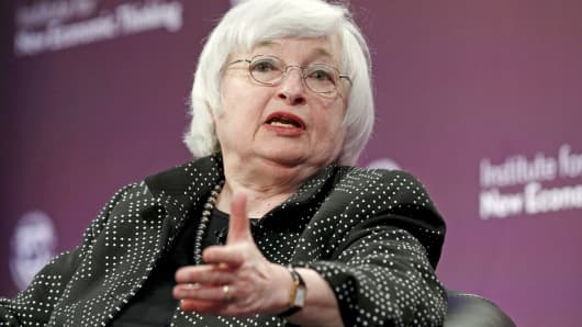 Federal Reserve Chair Janet Yellen speaks at the Institute for New Economic Thinking Conference on Finance and Society at the IMF in Washington on May 6, 2015.