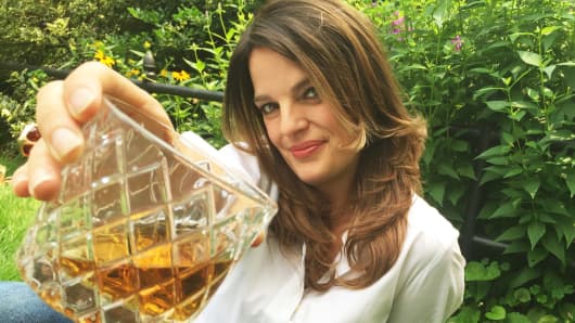 Heather Greene, whiskey sommelier and author of “Whisk(e)y Distilled: A Populist Guide to the Water of Life” in Van Vorst Park in Jersey City.