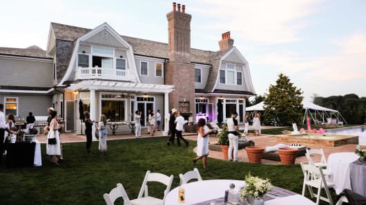 An outdoor party at a home in Sagaponack, New York.