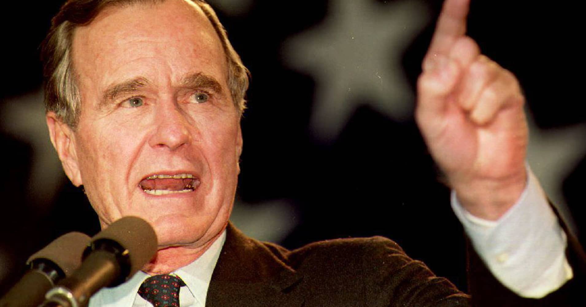 Then-President George H.W. Bush campaigning on Nov. 1, 1992.