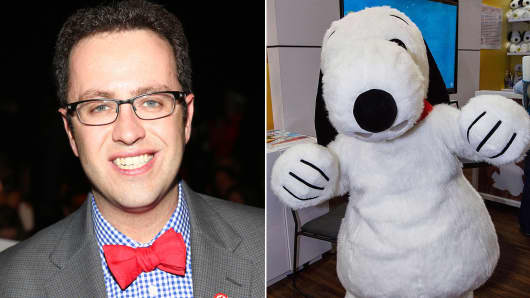 Jared Fogle (L) and Snoopy (R).