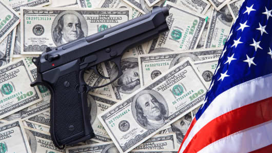 Guns money American flag