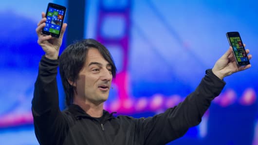 Microsoft executive Joe Belfiore presents at the Build developers conference in San Francisco in 2014.