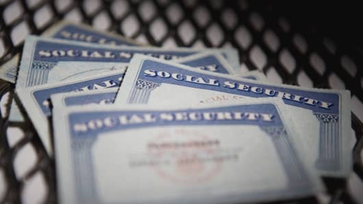Close-up of social security cards
