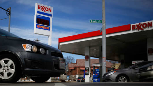 An Exxon Mobil station in Cincinnati, Ohio.