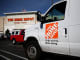 A Home Depot trucks sits parked in a parking lot at a Home Depot store in Daly City, California.